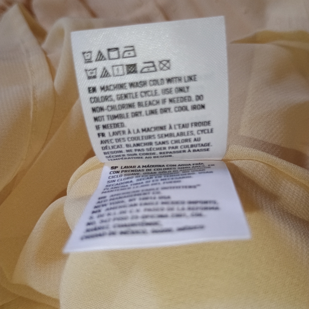 American Eagle Butter Yellow Gauze Mini‎ Dress Small Tiered Lined Boho... - Picture 11 of 11
